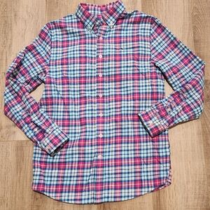 Vineyard Vines Womens Whale Shirt Plaid Button Down Pink Blue Cotton Small FA17